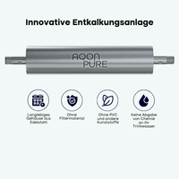 Ausgezeichnete Lösung bei Kalk im Wasser / Die innovative Entkalkungsanlage basiert auf dem Prinzip der Impfkristallbildung. Die Lösung von AQON PURE wurde bereits mehrfach nominiert, ausgezeichnet und in renommierten Publikationen erwähnt. 